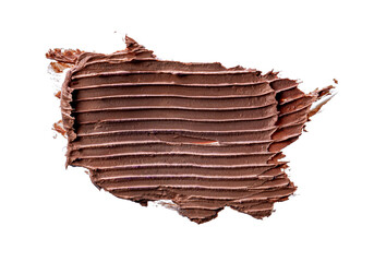 Smears of dark cream cosmetic foundation isolated on white