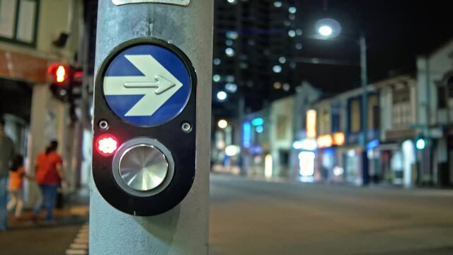 Street Crossing Button Traffic Night Time Safety Direction Sign 