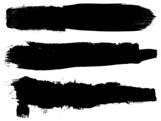 Grunge Paint Roller . Vector brush Stroke . Distressed banner . Black stripes isolated. paintbrush collection . Modern Textured shape . Dry border in Black . Bulge lines