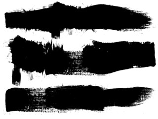 Fototapeta premium Grunge Paint Roller . Vector brush Stroke . Distressed banner . Black stripes isolated. paintbrush collection . Modern Textured shape . Dry border in Black . Bulge lines