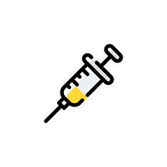 syringe icon in filled line style. vector illustration for graphic design, website, UI isolated on white background. EPS 10