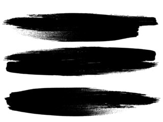 Grunge Paint Roller . Vector brush Stroke . Distressed banner . Black stripes isolated. paintbrush collection . Modern Textured shape . Dry border in Black . Bulge lines