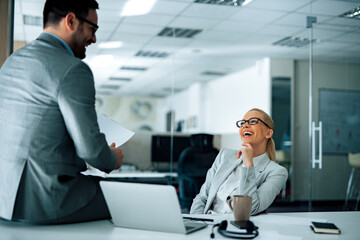 Business people having fun on a break at work, portrait.
