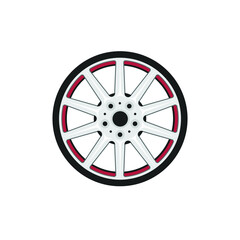 Fototapeta premium Car mag wheel flat style isolated on white. Industrial object concept vector for your design work, presentation, website or others.