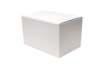 Blank gift box isolated on white background. Empty cardboard. Blank mock up with cut out.