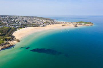 Fototapeta na wymiar Aerial photograph of St Ives, Cornwall, England