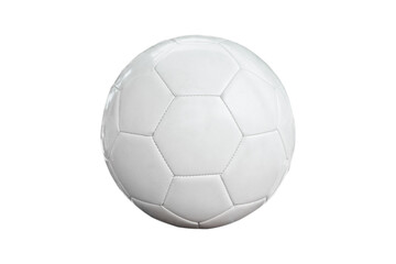 Classic leather soccer ball isolated on white background. Traditional white football equipment to play a competitive game. This photo can be used for sport concept. © Chaiyaphruek