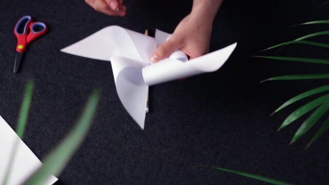 Creating diy paper craft windmill origami style