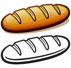 Vector bread loaf cartoon isolated