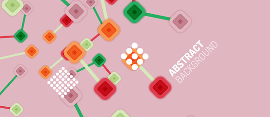Abstract square dot connections, flat style multicolored geometric background for Wallpaper, Banner, Background, Card, Book Illustration, landing page or poster design