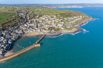 Fototapeta premium Aerial photograph of Mousehole, Penzance, Cornwall, England, United Kingdom
