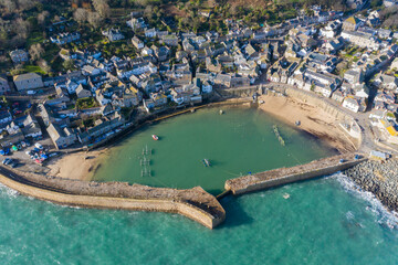 Aerial photograph of Mousehole, Penzance, Cornwall, England, United Kingdom