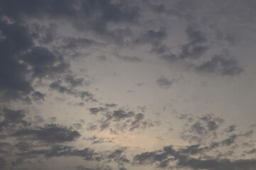 Sun on colorful sunset sky for background.