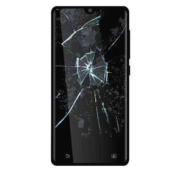 Smartphone with broken screen. 