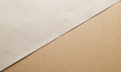 Brown recycled carton paper sheets close up. Business concept