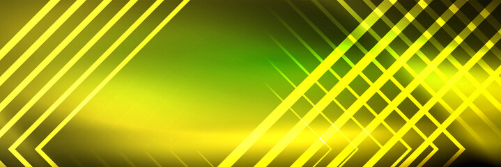 Shiny neon glowing techno lines, hi-tech futuristic abstract background template with square shapes