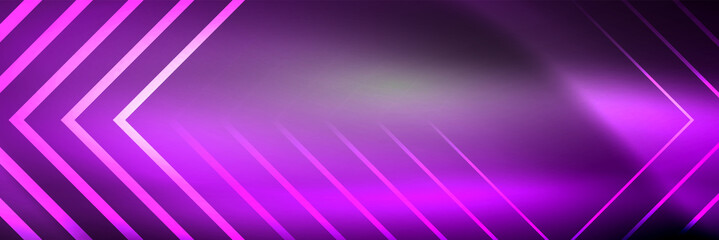 Shiny neon glowing techno lines, hi-tech futuristic abstract background template with square shapes