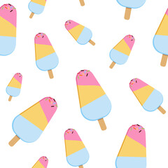 Sweet ice cream. Seamless pattern on white