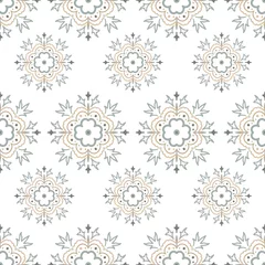 Fototapete Geometric seamless tiles vector pattern. Mediterranean seamless gray design. Portuguese or spanish retro old mosaic tiles. Decorative textile background. © Анна Комелева