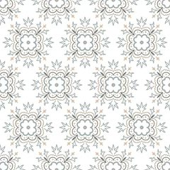 Foto op Plexiglas Geometric seamless tiles vector pattern. Mediterranean seamless gray design. Portuguese or spanish retro old mosaic tiles. Decorative textile background. © Анна Комелева