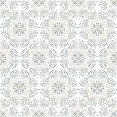 Geometric seamless tiles vector pattern. Mediterranean seamless gray design. Portuguese or spanish retro old mosaic tiles. Decorative textile background.