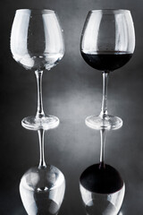 wine glasses on black background