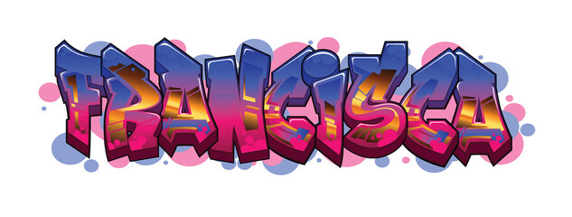 Francisca Name Text Graffiti Word Design
