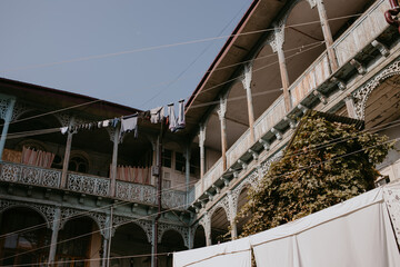 view on balconies on Tbilisi street