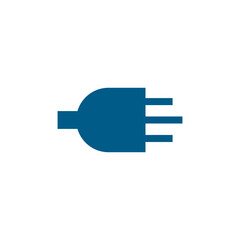 Plug Blue Icon On White Background. Blue Flat Style Vector Illustration.