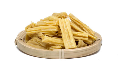 Bean curd skin on white background.