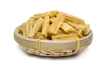 Bean curd skin on white background.