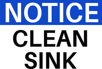 Clean Sink Blue and Black Sign