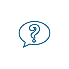 Question Line Blue Icon On White Background. Blue Flat Style Vector Illustration.