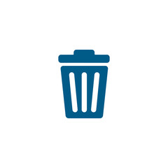 Recycle Bin Blue Icon On White Background. Blue Flat Style Vector Illustration.