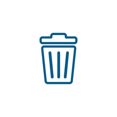 Recycle Bin Line Blue Icon On White Background. Blue Flat Style Vector Illustration.