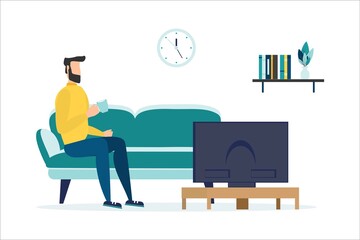 People watching the news, on a white background, vector illustration