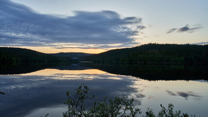 At a lake called Katnosa outside of Oslo, Norway. It is a beautiful lake with wild life and good fishing possibilities. Clear and crisp colors.