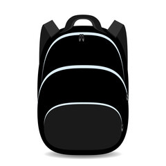 Black sports backpack or school bag isolated on a white background