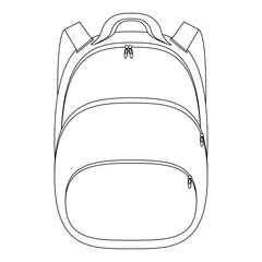 Sports backpack or school bag icon isolated on white background. Outline