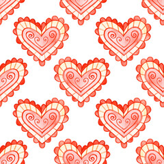 Fototapeta na wymiar Heart seamless pattern. Valentines Day Illustration background.