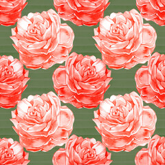 Seamless Roses Background. Watercolor vintage seamless pattern.