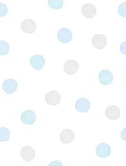 Rucksack Nahtlose geometrische Vektormuster mit Pastellblau und Grau Polka Dots auf weißem Hintergrund. Gepunkteter Druck im Aquarell-Stil. Nettes wiederholbares Vektordesign mit handgezeichneten Punkten. Baby-Party-Muster. © Magdalena