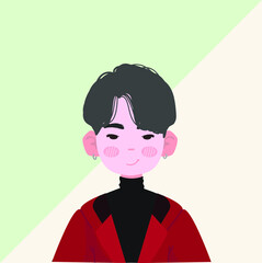 Cute Asian Boy Vector Illustration. K-Pop Boyband Vector Illustration. Handsome Stylish Boy Vector Illustration.