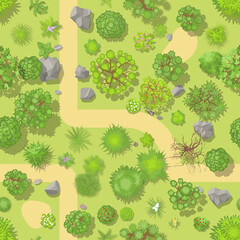 Seamless pattern. Forest top view. Park view from above.