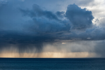Dark clouds and rain over the Black sea