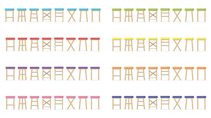 A set of chairs. Furniture. Flat style. Vector illustration
