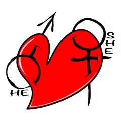 Photo sur Plexiglas Abstraction classique Heart with man and woman symbols