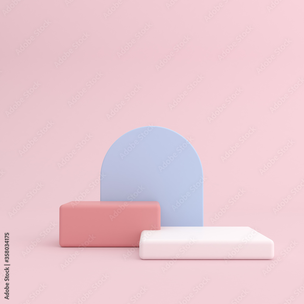 Aufkleber Mock up of box on pink background. geometry in minimal style. 3D rendering.