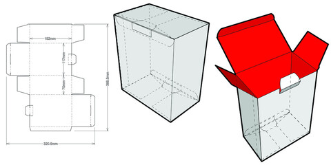 Folding Box (Internal measurement 11,7x7x15.2cm) and Die-cut Pattern. The .eps file is full scale and fully functional. Prepared for real cardboard production.