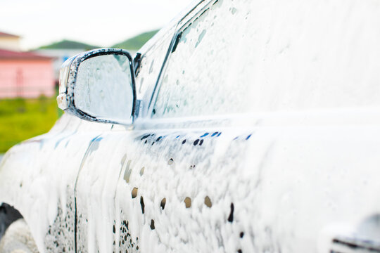 Professional car detailing & commercial cleaning service concept. Car wash background.